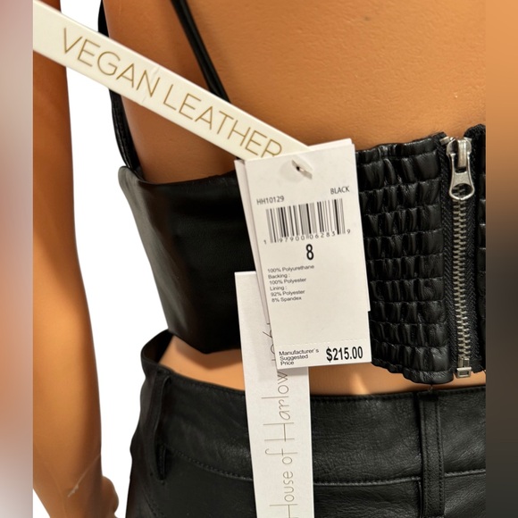 HOUSE OF HARLOW 1960 Vegan Faux Leather Bralette Black Crop Top NWT 8 - Picture 7 of 9